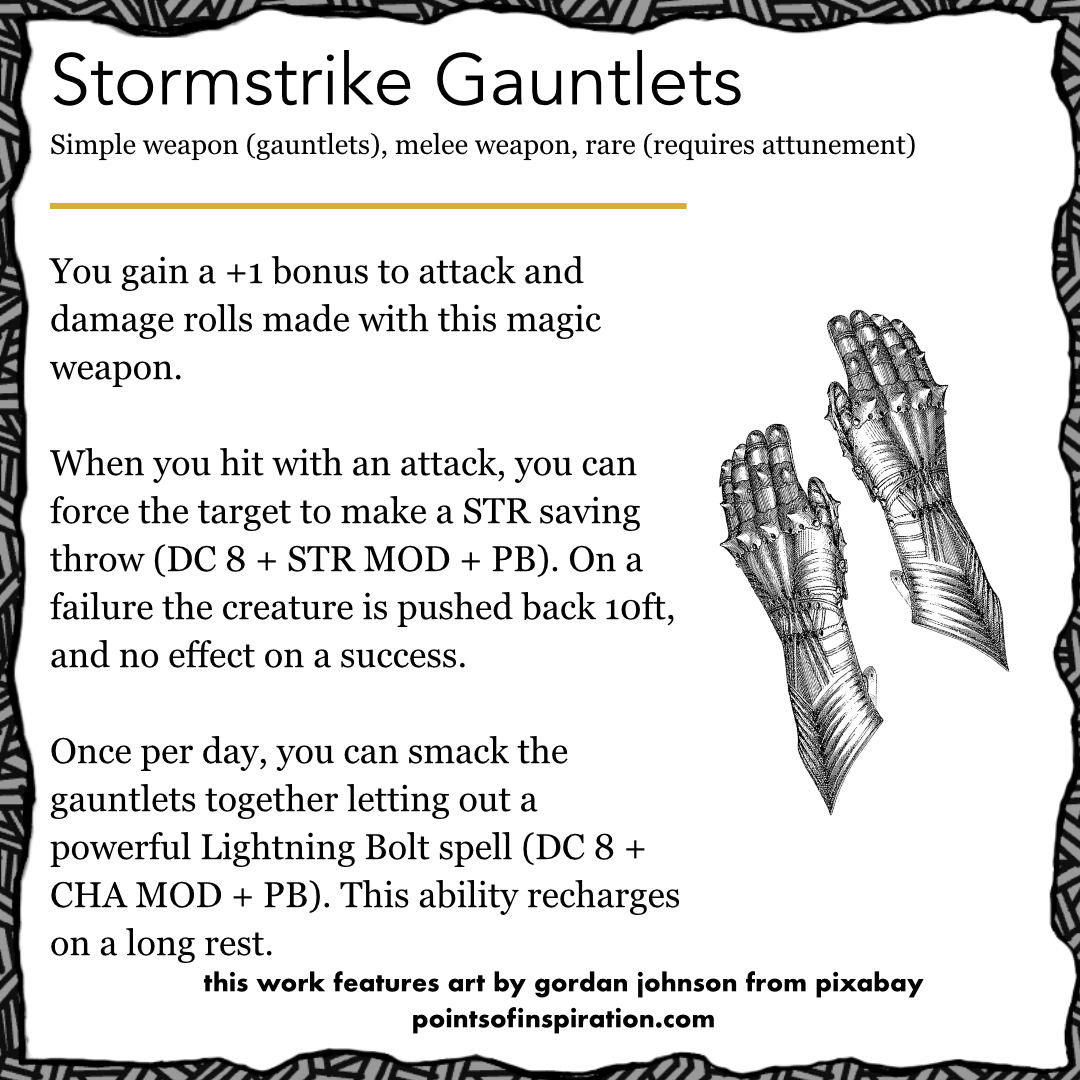 A description of a pair of magic gauntlets for Dungeons and Dragons.